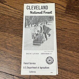 Vintage 1968 Cleveland National Forest Map Descanso District CA US Forest